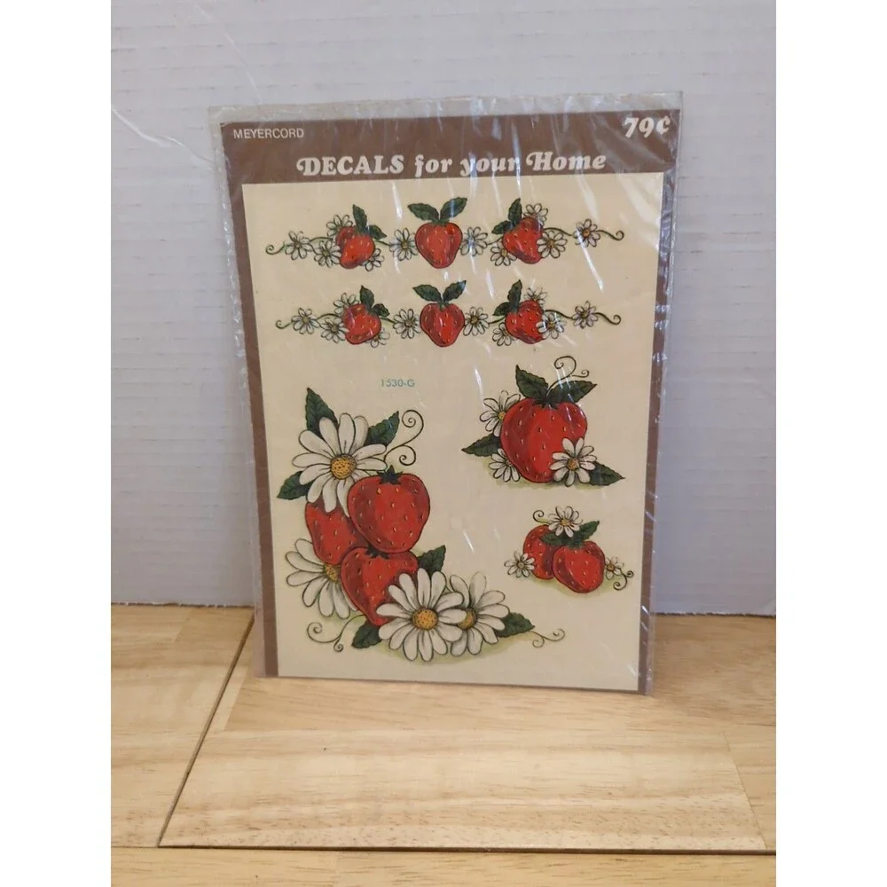 Meyer Cord Co VTG  Water Transfer Strawberries Decals NOS Cottage Core
